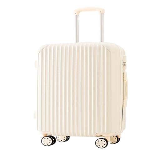 WANGWANGDUI Bagaglio A Mano Valigia trolley elegante e semplice, scatola for password color caramello, valigia robusta e durevole for studenti Valigia Trolley(White)