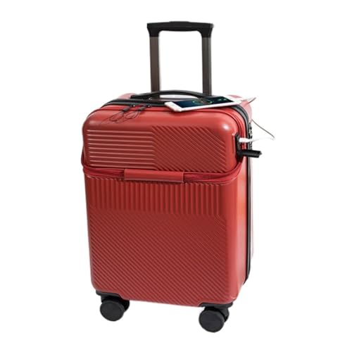 DWZXL Valigia Valigia d'imbarco multifunzionale da 20 pollici con apertura frontale, valigia trolley piccola e leggera, valigia da 24 pollici Valigie(Red,24in)