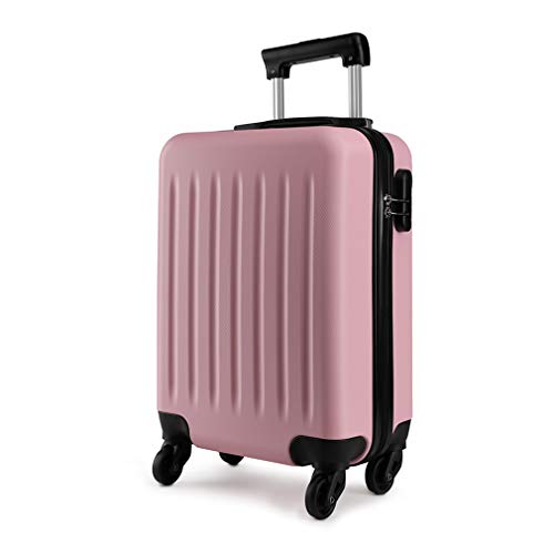 KONO Trolley Bagaglio a Mano Rigidi e Leggero in ABS Valigia con 4 Ruote 48cm, 27L (Rosa)