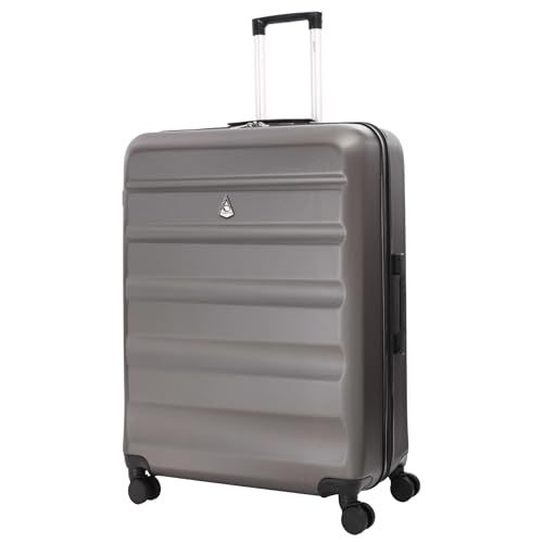 Aerolite ABS Trolley Bagaglio da Stiva Valigia Rigida Leggera Grande con 4 Ruote , 79cm , 127L , Grigio Carbone