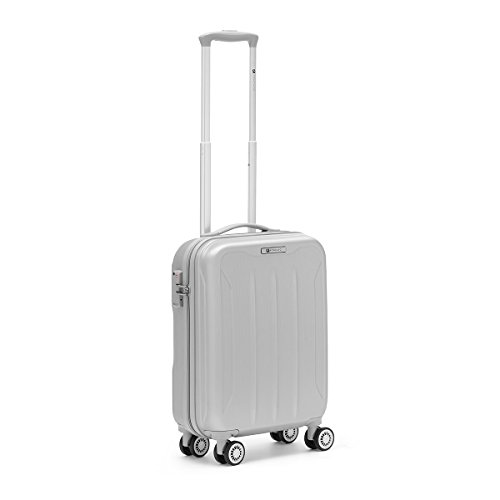 R Roncato Trolley Rigido Medio Valigia Serie Flight in ABS, 55 cm, Colore Argento