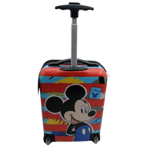 Trolley Valigia per Disney Mickey Topolino Rigido da Viaggio per Bambini Bagaglio a Mano Resistente e Leggero in ABS con Manico Telescopico Regolabile e 2 Ruote 23L, 42x19,5x29 cm. Multicolore