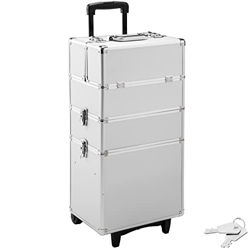 TecTake Alu Valigetta Trolley Make Up | con Maniglia telescopica | Chiudibili a Chiave | Volume totale 60 L - disponibile in diversi colori - (Argento | No. 402563)