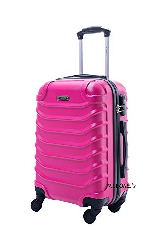 R.Leone Valigia EasyJet 45x36x20 cm Trolley Bagaglio a mano in ABS 4 Ruote (Fucsia, 2026 Valigia 50x33x19,5 cm)