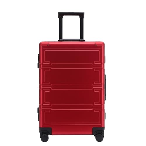 DWZXL Valigia Valigia For Trolley Da Lavoro In Lega Di Alluminio-magnesio Da 24 Pollici Custodia For Bagagli Retrò In Metallo Da 20 Pollici Valigie(Red,20in)