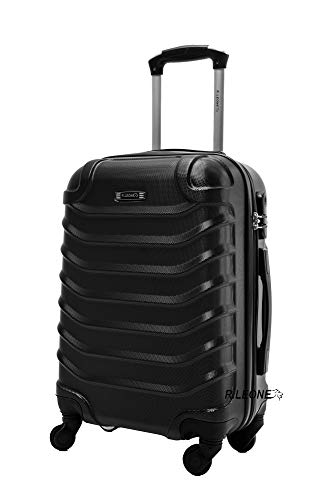 R.Leone Valigia EasyJet 45x36x20 cm Trolley Bagaglio a mano in ABS 4 Ruote (Nero, 2026 Valigia 50x33x19,5 cm)