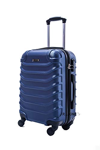 R.Leone Valigia EasyJet 45x36x20 cm Trolley Bagaglio a mano in ABS 4 Ruote (Blu, 2026 Valigia 50x33x19,5 cm)