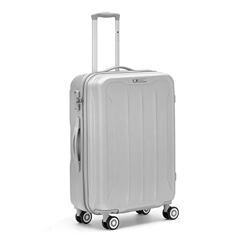 R Roncato Trolley Grande Rigido Ultraleggero Serie Flight in ABS 100% per Viaggi e Vacanze, Colore Argento