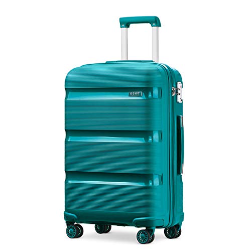 KONO Valigia Trolley Grande 76cm Rigida e Leggera in Polipropilene Valige da Viaggio con 4 Ruote e TSA Lucchetto, Turchese