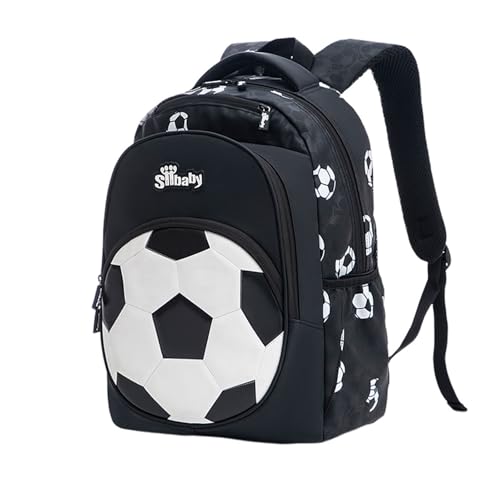 Treer Zaino Scuola Elementare, Zaino Scuola Elementare Bambino, Zainetto Bambina Calcio 3D, Zaino Scuola Media Multicolore Doppio Scomparto, Zaino Scuola e Tempo libero (Calcio,XL)