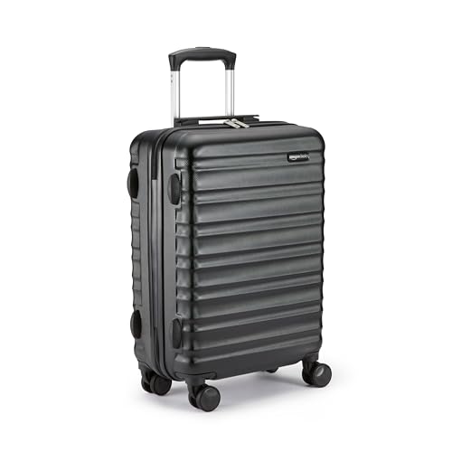 Amazon Basics - Trolley rigido utilizzabile come bagaglio a mano, approvato da Ryanair e dalla maggior parte delle altre compagnie aree low cost, 55 cm, nero