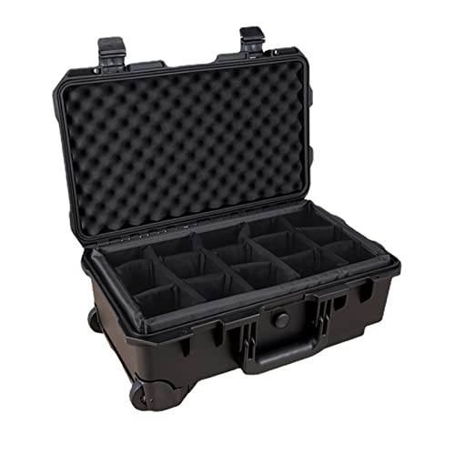 CHJHJKG Cassette degli Attrezzi Trolley Toolbox Photographic Equipment Safety Case SLR Lens Protection Box Instrument Storage Box Waterproof Tool Organizer Box(Schwarz)