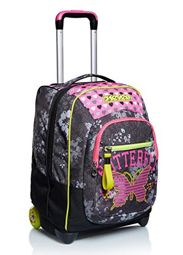 Trolley Seven, Flying Dreams, Nero, 2 in 1 Zaino con Cross-Over System, Scuola & Viaggio