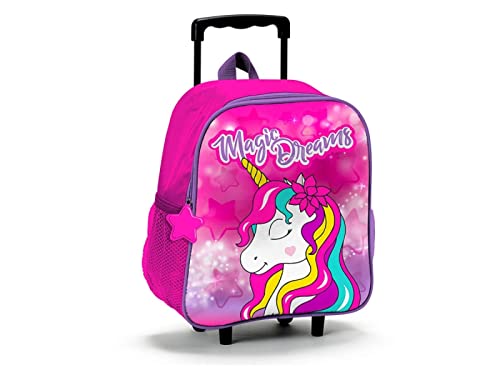 Coriex Zaino Trolley Unicorno, Borsa per Bambini, Scuola, Asilo, Tempo Libero, Palestra, 54 x 27 x 15 cm, Fuxia - X04277MC