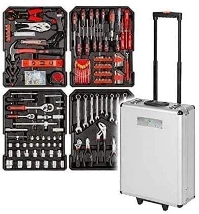 GrecoShop Cassetta attrezzi a Trolley Officina portatile con 187 utensili 4 Scomparti