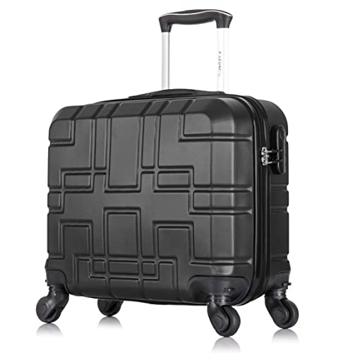 R.Leone Valigia EasyJet 45x36x20 cm Trolley Bagaglio a mano in ABS 4 Ruote 2130 (XS 45X41X20cm senza ruota 45x36x20cm, Nero)