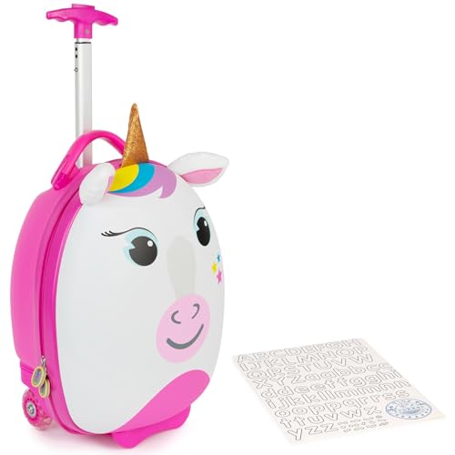 boppi Tiny Trekker Trolley Bagaglio a Mano Per Bambini Con Ruote e Manico Regolabile - Valigia Bagaglio a Mano Rigida Piccola da Cabina Asilo Scuola e Viaggio 17L - Unicorno