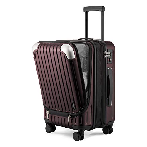 LEVEL8 Valigia Bagaglio a Mano 55CM Espandibile Valigia Trolley Rigido Ultra Leggero in ABS+PC Valigie con Chiusura TSA e 4 Ruote Doppie Girevoli, 55x37x25CM, 42L, Rosso