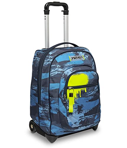 Trolley Seven, Wet color boy, Blu, 2 in 1 Zaino con Cross-Over System, Scuola & Viaggio