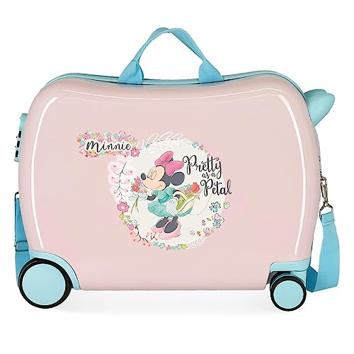 Trolley da viaggio Minnie, Disney, valigia in ABS 50 cm, cavalcabile per bambini, trainabile