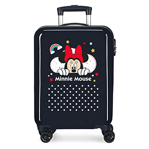 Disney Minnie Rainbow - Valigia da cabina blu 37 x 55 x 20 cm rigida ABS chiusura a combinazione laterale 34 l 2,66 kg 4 ruote doppie bagaglio a mano