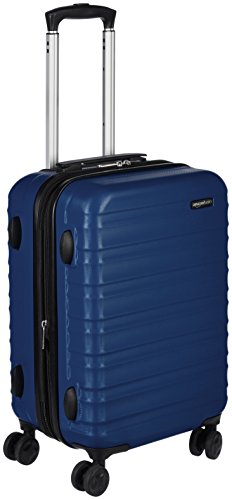 Amazon Basics - Valigia da Cabina Rigida Espandibile, Trolley Bagaglio a Mano in ABS, con 4 Ruote Girevoli, 55 cm, Blu Marino