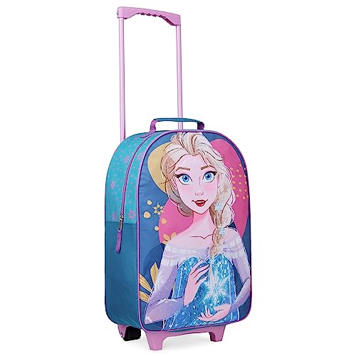 Disney Trolley Bambina Valigia Trolley Minnie Stitch Frozen Valigia per Bambini da Viaggio Bagaglio a Mano Cabin Bag 2 Ruote Accessori Minnie Elsa Stitch Gadget (Blu Elsa)