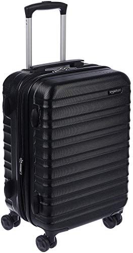 Amazon Basics - Valigia da Cabina Rigida Espandibile, Trolley Bagaglio a Mano in ABS, con 4 Ruote Girevoli, 55 cm, Nero