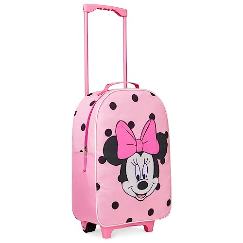 Disney Trolley Bambina, Valigia Minnie Stitch Frozen da Viaggio, Bagaglio a Mano, Cabin Bag 2 Ruote Accessori Elsa Gadget (Rosa Minnie)