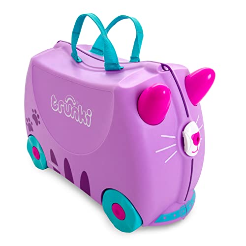 Trunki Valigia Cavalcabile per Bambini – Trolley Bambini Bagaglio a Mano – Valigia Cavalcabile Cassie Gatta (Lilla)