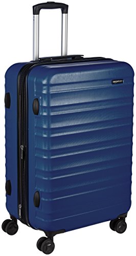 Amazon Basics - Valigia Trolley rigido con rotelle girevoli, 68 cm, Blu Marino