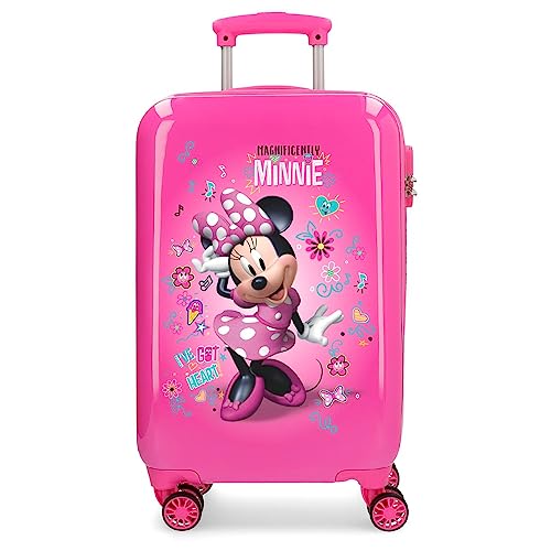 Disney Minnie Minnie Stickers Valigia rigida con Adesivi per bambini, 55 cm, 32 liters, Rosa