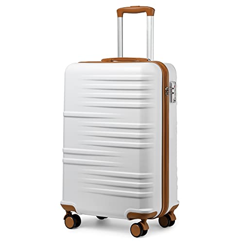 British Traveller Valigia Trolley Rigida Bagaglio a Mano da Viaggio ABS+PC Leggero con TSA Lucchetto (54cm,Bianco)