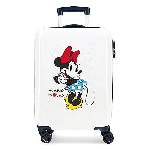 Disney Minnie Magic Trolley Cabina Bianco, 37x55x20 cm, Rigida ABS Chiusura a Combinazione Numerica 33L 2.8 Kgs, 4 Doppie Ruote Bagaglio a Mano