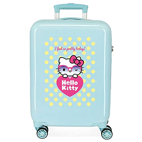 Hello Kitty Pretty Glasses Valigia da cabina verde 38 x 55 x 20 cm rigida ABS chiusura a combinazione laterale 34 l 2,66 kg 4R bagaglio a mano