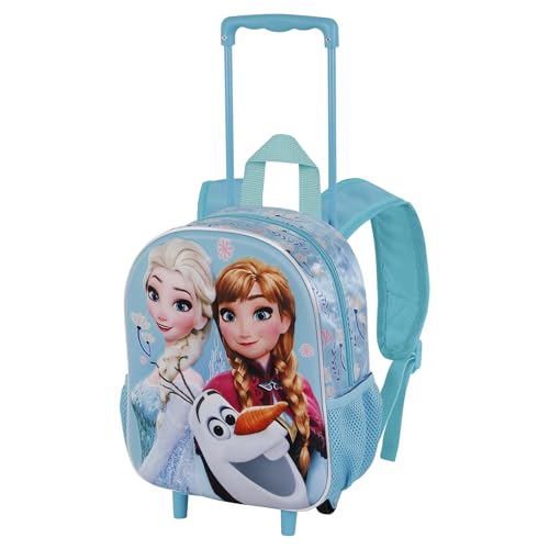 Disney Zaino 3d Con Ruote Piccolo Unisex - Bambini e ragazzi, Turchese Frozen 2, 75 x 34 cm, Capacità 12.5 L