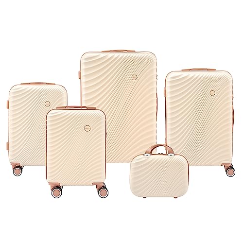 Convector Set Quattro Trolley + Beauty Case Da Viaggio, Valigie Rigide in 5 Dimensioni Con Ruote Girevoli a 360 °, Lucchetto TSA e Struttura in ABS Doppio Strato, Antigraffio e Antiurto