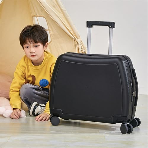 WSNCXFW Valigia cavalcabile per Bambini, Valigia cavalcabile per Bambini con Lucchetto a Combinazione e Porta di Ricarica USB, può Essere Portata a Bordo, Bagaglio Leggero da Traino,C,18''