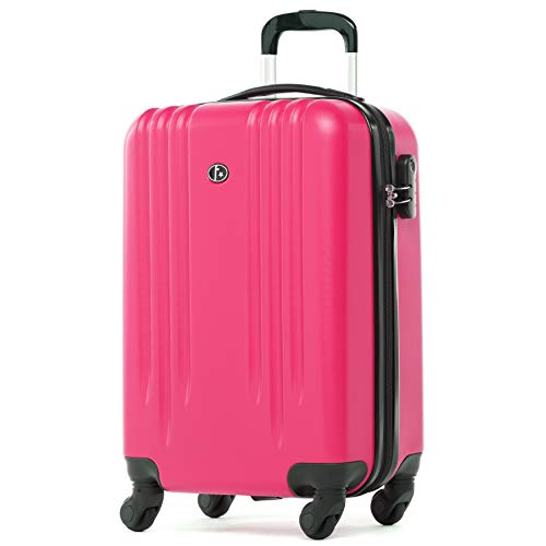 FERGÉ Valigia leggera Marsiglia con ruote rigide 4 ruote girevoli, Neon-rosa, CABINE 55 cm, Bagaglio cabina