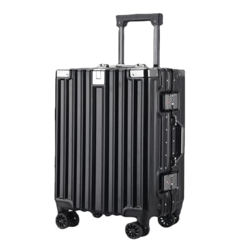 DWZXL Valigia Bagagli silenziosi e robusti, bagagli durevoli, nuova valigia trolley con telaio in alluminio, ruote universali for studenti Valigie(Black,28in)