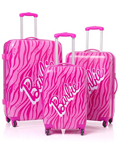 Barbie Valigia per adulti e bambini | Cabina Piccola, Media O Grande Opzioni Borsa Bagaglio | Ragazze Rosa Bambola Logo Copertina Rigida Da Donna Carry On Trolley Da Viaggio