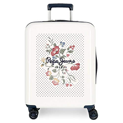 Pepe Jeans Estela Valigia da cabina blu 40 x 55 x 20 cm rigida ABS chiusura TSA integrata 38,4 L 2 kg 4 ruote doppie, beige (Bianco) - 7919325