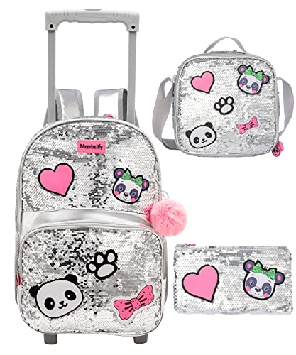 HTgroce Zaino Trolley Scuola Elementare 16inch Bambina Asilo, 42X29X20cm Kit da Viaggio Scolastico 3 in 1 Regali per Ragazzi