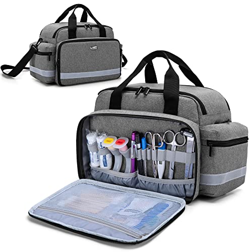 Trunab Borsa per Forniture Mediche, Borsa per Infermiere con Manico e Tracolla per Assistenza Sanitaria Domiciliare, Visita in Ospedale, Viaggio o Evento di Emergenza, Grigio