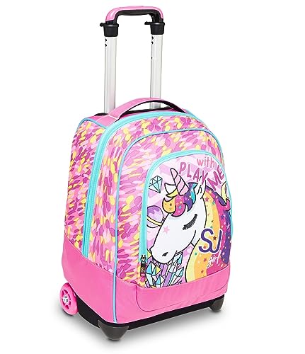 SJ GANG Big Trolley, 3 in 1 Zaino con Cross-Over System Unisex - Bambini, Rosa, Taglia Unica