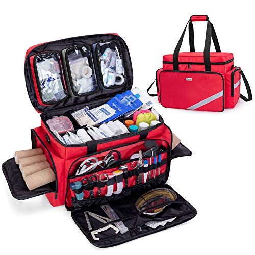 Trunab Borsa Medico per Infermiere vuota, Borsa per Clinica Rosso Borsa di Emergenza Professionale Grande Capacità con Divisore Interna e Fondo Antiscivolo, Custodia per Infermiere a casa