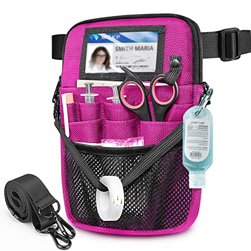 SITHON Marsupio da Infermiera con Supporto per Nastro, Multifunzionale Organizer Cintura Borsa per Infermieri, Multicompartimenti Tasche per Stetoscopi, Forbici, Bende, Accessori Medici, (Magenta)