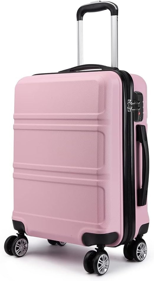 KONO Valigia Media 65cm Rigida ABS Trolley da 24 pollici Leggero e Resistente con 4 Ruote Rotanti Valigie, Rosa